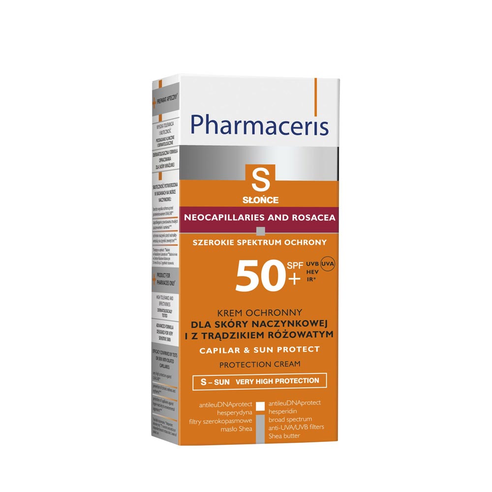 PHARMACERIS Sun SPF50+ protective cream for skin with dilated capillaries and rosacea 50 ml