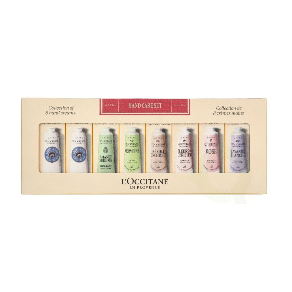 Set L'Occitane en Provence: Shea Butter, Hydrating, Hand Cream, 2 pcs, 30 ml + Neroli & Orchidee, Hydrating, Hand Cream, 30 ml + Rose, Hydrating, Hand Cream, 30 ml + Fleurs De Cerisier, Hydrating, Hand Cream, 30 ml + Amande Sublime, Hydrating, Hand Cre...
