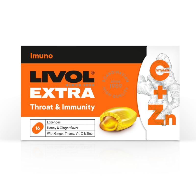 LIVOL Extra Throat & Immunity ginger-honey pastilles N16