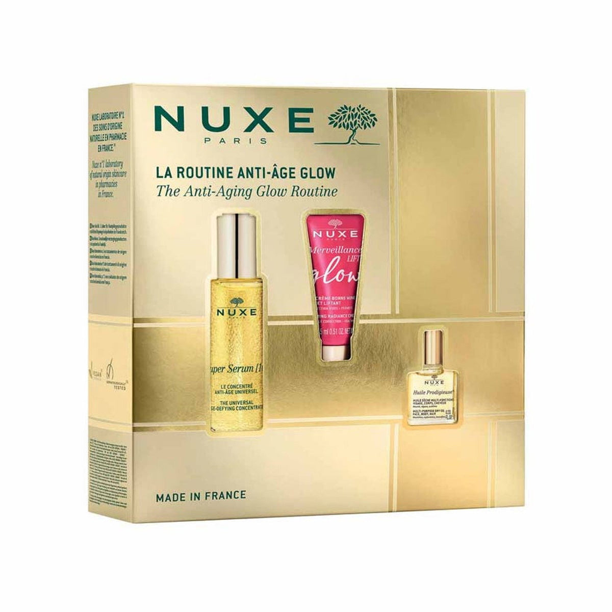 Anti-Aging Glow Routine Set Nuxe: Super Serum [10], Vegan, Anti-Ageing, Day & Night, Serum, For Face & Neck, 30 ml + Merveillance Lift, Glow Firming, Cream, For Face, 15 ml + Huile Prodigieuse Rich Multi-Purpose, Body Oil, For Face, Body & Hair, 10 ml ...