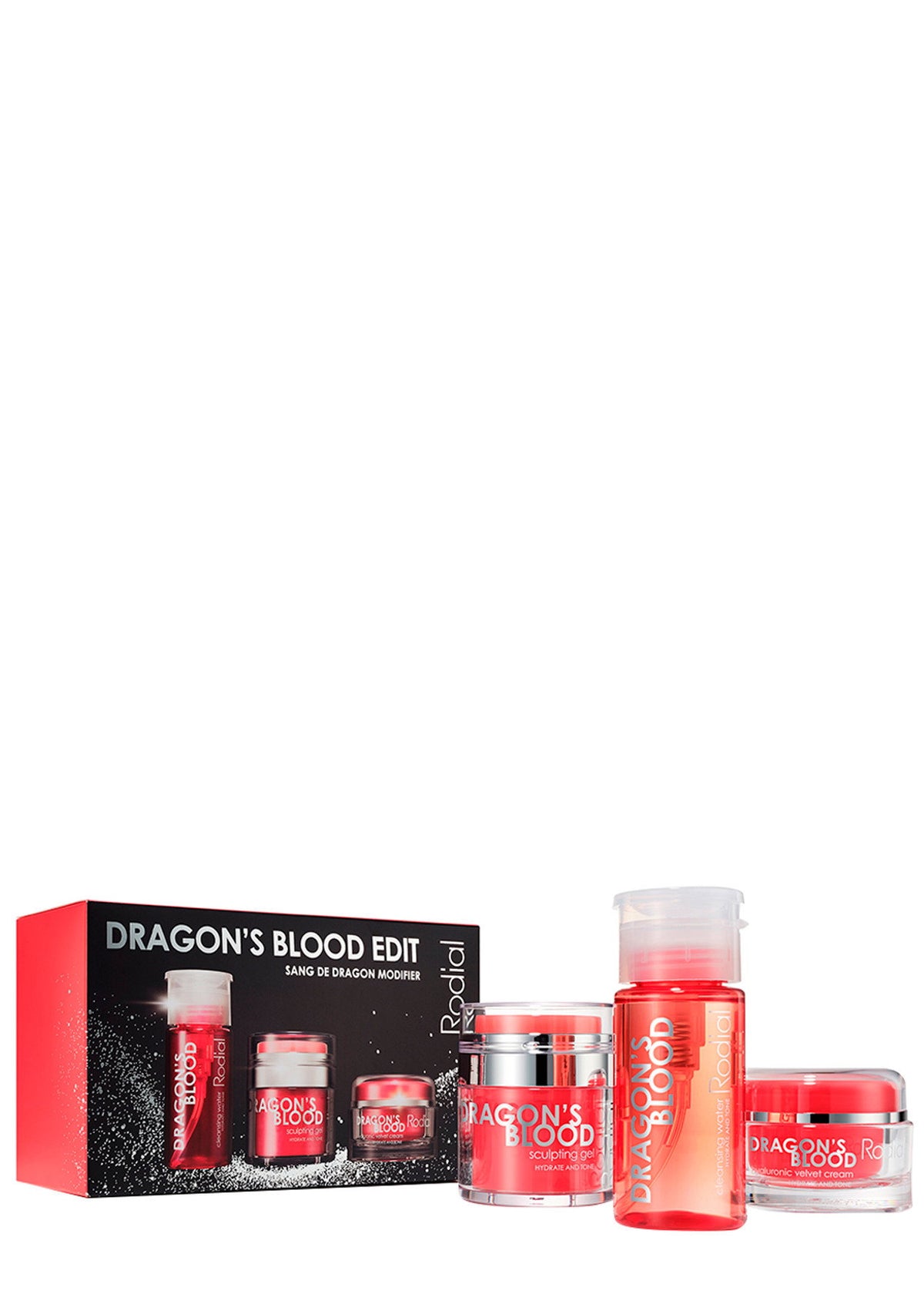 Set Rodial: Dragon's Blood, Intense Hydration, Cream, For Face, 50 ml + Dragon's Blood, Sculpting, Gel, For Face, 50 ml + Dragon's Blood, Purifying, Micellar Water, For All Skin Types, 100 ml